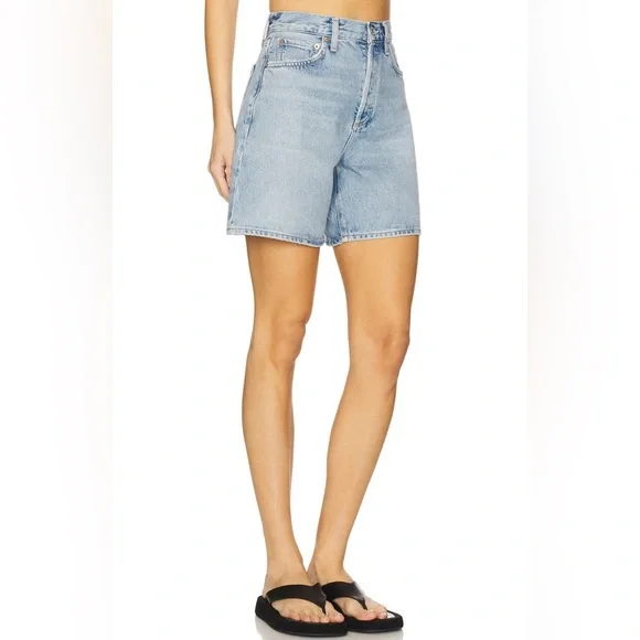 AGOLDE Dame High Waist Mid Length Relaxed Baggy Denim Shorts Size 25 - Picture 10 of 10